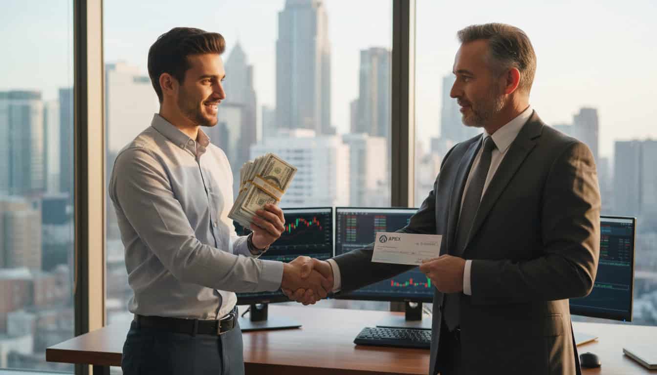 a trader receiving a payout from a prop firm Called APEX